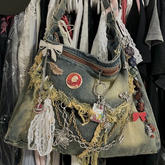 Distressed Denim Bag - please read full description! - Picture 1 of 5